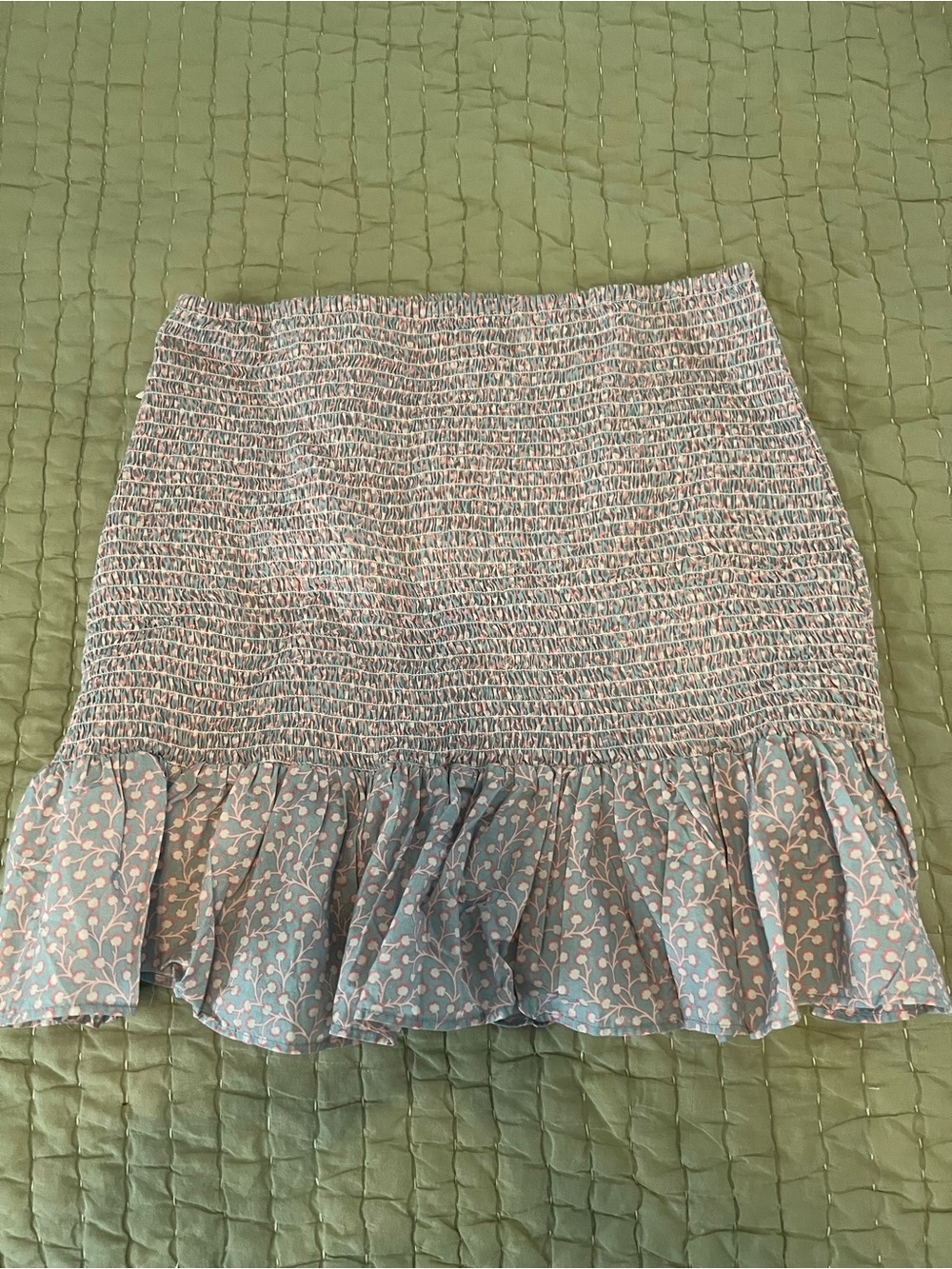 French Connection Elao Rhodes Smocked Poplin Organic Cotton Miniskirt